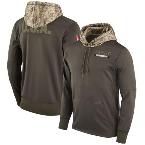 Men's New Orleans Saints Nike Olive Salute to Service Sideline Therma Pullover Hoodie